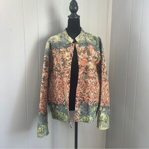 Phases Floral Quilted Lady Jacket 100% Cotton CottageCore Size XL
